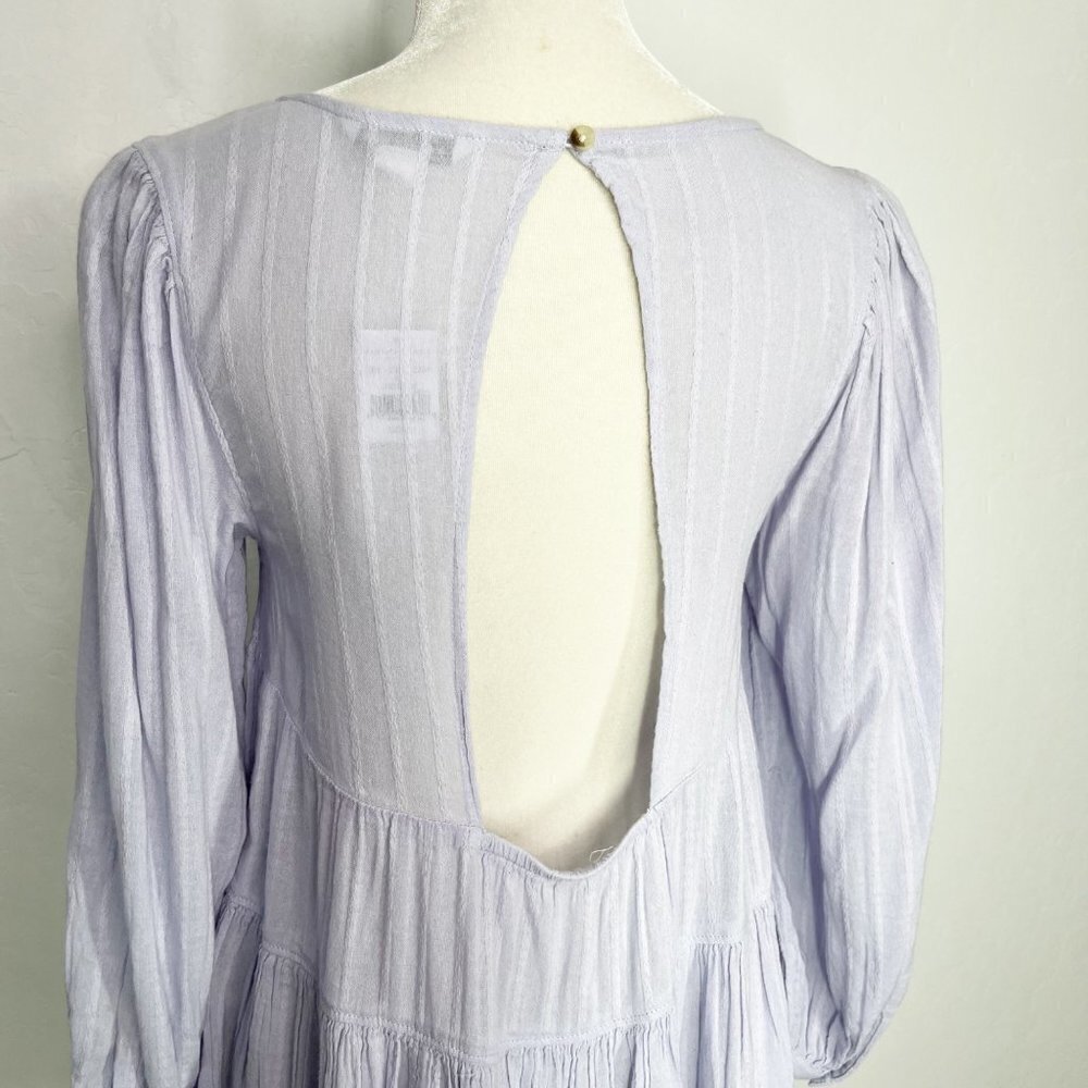 NWT American Eagle Babydoll tiered open Back Boho Bohemian lilac top Size XS - Picture 7 of 10